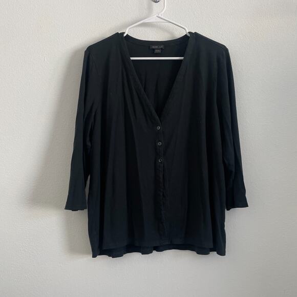 J. Jill Cardigan Womens L Petite Black Knit Jersey Wearever Collection Top - Picture 12 of 12